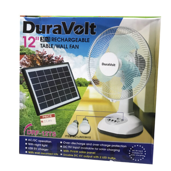 Rechargeable Table- Wall Fan-Dura volt